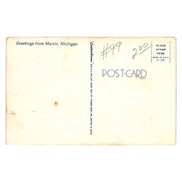 Vintage Martin Michigan Postcard Fisherman Scene Nostalgic Collectible Landscape - Picture 2 of 2